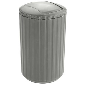 Cestino cosmetici Minas color tortora, 3 l, con coperchio basculante e design a coste.