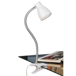 Lampada a pinza LED bianca Briloner Grip con braccio flessibile.
