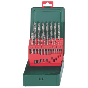 Jeu de forets Metabo HSS-G, 19 pièces en coffret métallique, différentes tailles.