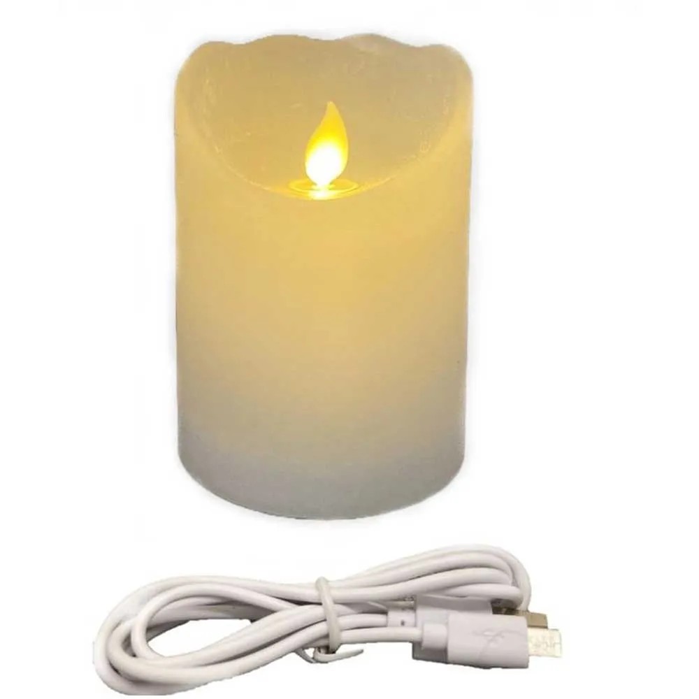 LED-Wachskerze aufladbar Weiss Ø 7,5 cm / Höhe 10 cm inkl. USB-Kabel kaufen bei OBI