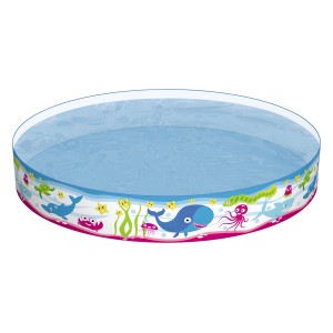 Piscina Bestway Fill N'Fun, piscina per bambini da 152 cm con disegni di animali, riempita d'acqua.