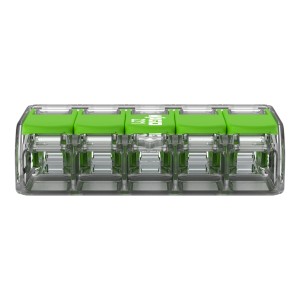 Wago borne de connexion 221-425, 5 conducteurs, 8 pièces, avec leviers pour connexions faciles.