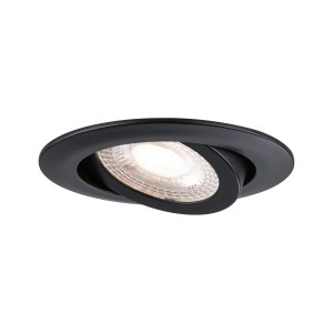 Spot encastrable LED orientable noir mat avec lumière blanc chaud (3000K) pour intérieur.