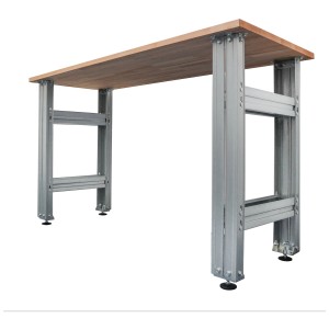 Établi AR Shelving Pro, galvanisé, avec plateau en bois. Établi robuste pour atelier et garage.