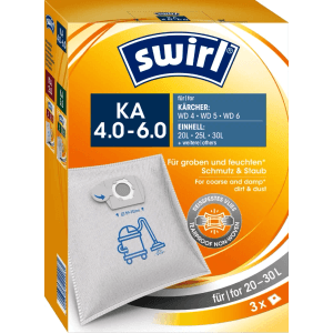 Swirl KA 4.0-6.0 sacchetti per aspirapolvere, 3 pz per aspirapolvere solidi/liquidi Kärcher & Einhell.