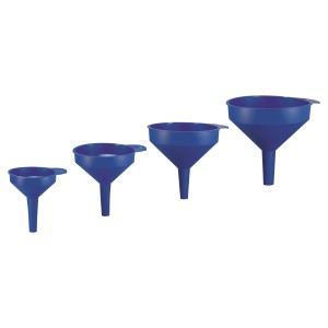 Set di 4 imbuti LUX blu, varie dimensioni per auto e altri liquidi.