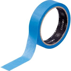 Blaue LUX Flachkrepp Exact Line Rolle, 25mm breit, für präzise Farbkanten im Außenbereich.