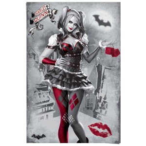 Maxiposter Batman Arkham Knight mit Harley Quinn im Comic-Stil, 61x91,5 cm.
