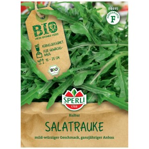 Sperli Graines de Roquette Bio: Sachet de feuilles de salade vertes et fraîches. Idéal pour jardin et balcon.