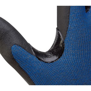 Dettaglio: Guanto antitaglio LUX taglia 8, blu/nero, rivestimento resistente al taglio.