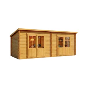 Casetta da giardino Alpholz Maria Twin con tetto a falda unica, 601x275 cm, spessore parete 40 mm, in pino.
