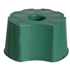 Supporto verde Garantia per botte da pioggia rotonda da 310 l per elevazione e facile estrazione dell'acqua.