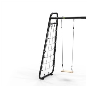 Exit Toys GetSet Monkeybar MB110 con rete da arrampicata e altalena, acciaio nero.