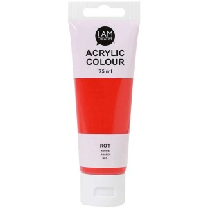 Tube rote Acrylfarbe (75ml) von I Am Creative, geeignet für Leinwand, Holz und mehr.
