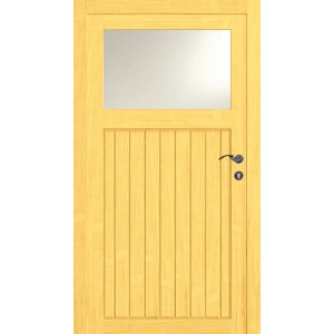 Porte d'entrée latérale en bois Bamberg, 98x198 cm, DIN gauche, avec vitrage ISO.