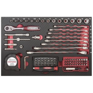 Kraftwerk mallette à outils, 123 pièces, équipée de douilles, tournevis et pinces.