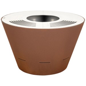 Brasero grill Nouvel Cono, acier rouillé, Ø 80cm. Barbecue à charbon moderne pour jardin et terrasse.