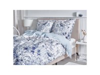 Bettwäsche-Set Ballard Baumwollsatin Weiss-Blau Single 135 x 200 cm