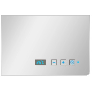 Panneau chauffant infrarouge Sonnenkönig Elegance Mirror 300, chauffage électrique avec miroir en verre et affichage numérique.