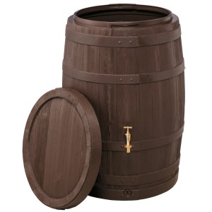 Garantia Barrica botte per acqua piovana 420 l marrone scuro con coperchio rimovibile.