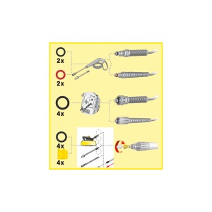 Kit de joints toriques de rechange Kärcher, 16 pièces, pour accessoires nettoyeur haute pression.
