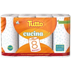 Tutto panni per la casa Big Pack con 8 rotoli di carta da cucina in confezione scorta.