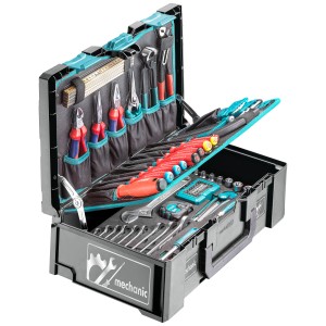 Technocraft Valigetta attrezzi Mechanic Premium, 116 pezzi, aperta con assortimento di utensili.