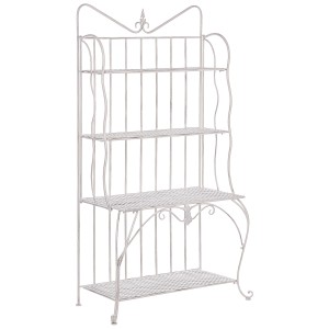 Scaffale da giardino beige Beliani Pavona in metallo con 4 ripiani in stile shabby chic.