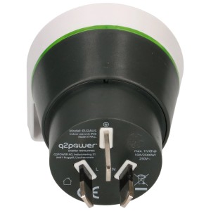 Q2 Power Reiseadapter Europa/Australien, Zwischenstecker für weltweite Nutzung.