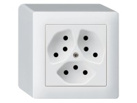 Hager Dreifach-Aufputz-Steckdose Kallysto T13 BS Weiss