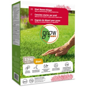 OBI Start engrais gazon 2,5 kg pour environ 100 m² de pelouse. Favorise une croissance rapide et un gazon dense.