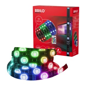 Brilo TV LED Strip RGB 2m con telecomando, USB e cambio colore per un'illuminazione TV d'atmosfera.