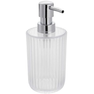 Transparenter Diaqua® Seifenspender Priscilla mit Rillenmuster und Chrompumpe.