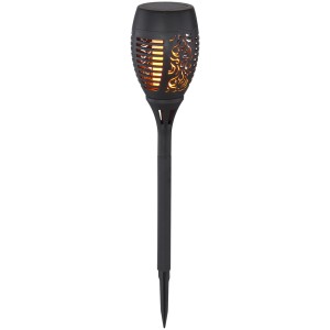 2er-Set Globo Solarleuchte in Fackelform, schwarz, aus Kunststoff mit Erdspieß für den Garten.
