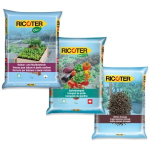 Ricoter Kit pour carré potager, 12 pièces : Terreau, compost et billes d'argile pour potagers surélevés et jardinières.