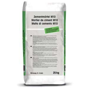 Sacco da 25 kg di malta cementizia M10, adatta per muratura, intonacatura e riparazioni.