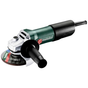 Meuleuse d'angle Metabo WEV 850-115 avec disque à meuler et poignée supplémentaire.