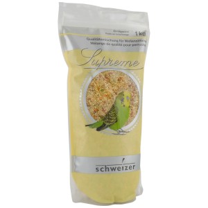 Eric Schweizer mangime per cocorite, confezione da 1kg. Miscela di semi con illustrazione di cocorita.