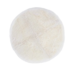 Coussin d'assise rond en peau de mouton blanche (environ 34x34 cm) pour chaises, bancs ou canapés.