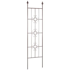 Spalier aus Eisen, pulverbeschichtet in Bronze mit Zierspitze für Gartendekoration.