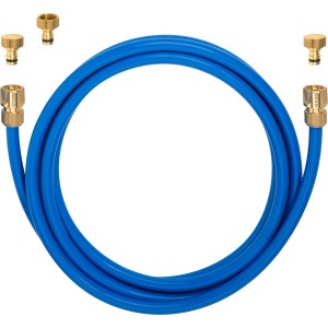 Set acqua potabile Geka con tubo blu e connettori in ottone per caravan e giardino.