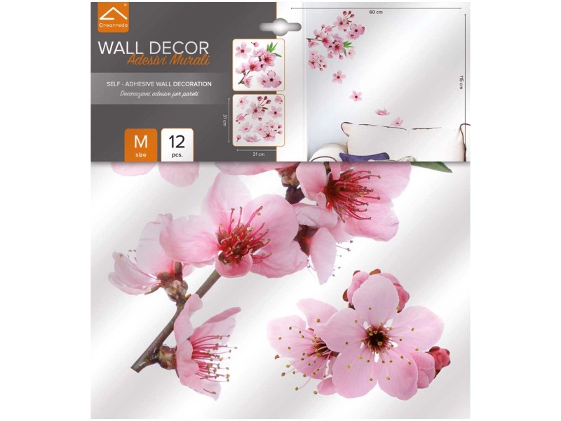 Adesivo decorativo per parete Cherry Blossom 2 fogli 31x31 cm