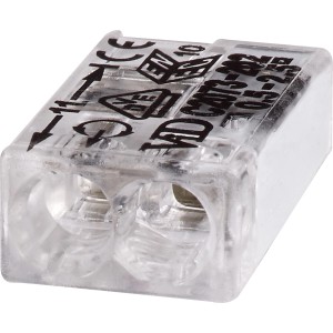 Connettore trasparente a 2 poli per conduttori da 0,5-2,5 mm, set da 20 pezzi.
