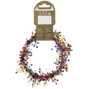 Ghirlanda di mini stelle multicolore in filo metallico, lunghezza 270 cm, decorazione natalizia.