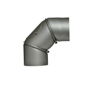 Coude de tuyau de poêle Firefix, emboîté, avec porte, réglable, gris foncé, Ø 150 mm.