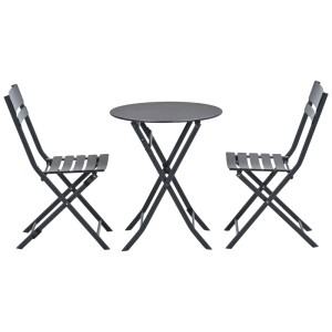 Set mobili da balcone Alfa Garden Impressions, 3 pezzi, alluminio nero, pieghevole.