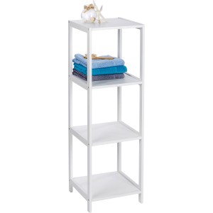 Étagère de salle de bain Wenko Oslo en bois massif, blanc, avec 4 étagères (112x36x36 cm).