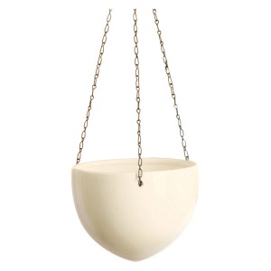 Cesto sospeso Scheurich 845 color crema, Ø 18 cm, in ceramica con catena.