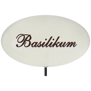 Marqueur pour herbes aromatiques basilic en émail blanc, 30 cm, pour étiqueter les parterres et les pots.