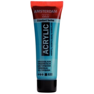 Tube de peinture acrylique Amsterdam Standard Bleu Turquoise 522, 20 ml.